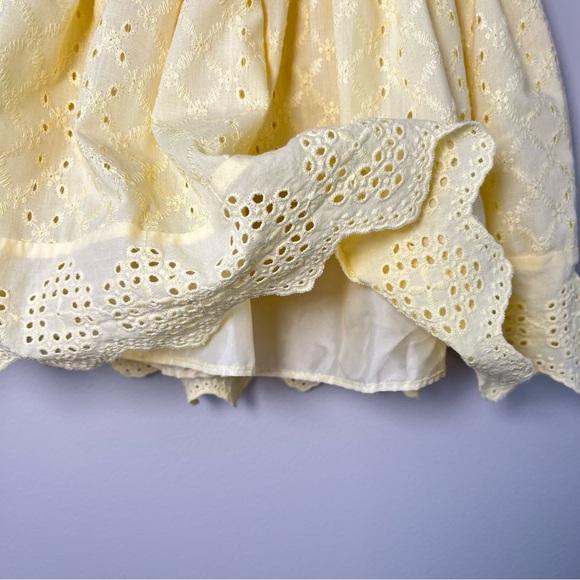 Baby Girl 6-9M Butter Yellow Schiffli Eyelet Dress White Flowers Cottagecore - Picture 10 of 13